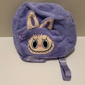 Labubu Inspired Purple Plush Backpack with Cute Monster Design
